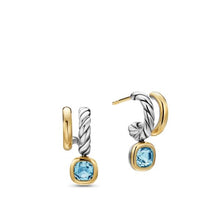Load image into Gallery viewer, DY Mercer Color Two Row Drop Earrings in Sterling Silver with 18K Yellow Gold and Sky Blue Topaz, 19.5mm
