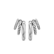 Load image into Gallery viewer, DY Mercer  Multi Row Earrings in Sterling Silver with Diamonds, 18mm
