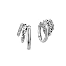 Load image into Gallery viewer, DY Mercer  Multi Row Earrings in Sterling Silver with Diamonds, 18mm
