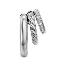 Load image into Gallery viewer, DY Mercer  Multi Row Earrings in Sterling Silver with Diamonds, 18mm
