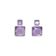 Royal Collection Double Drop Diamond & Amethyst Earrings