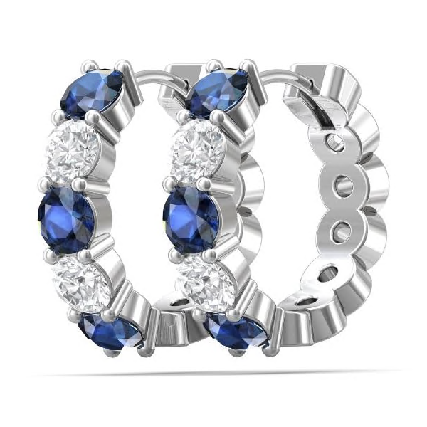 Martin Flyer Diamond & Sapphire Huggie Earrings