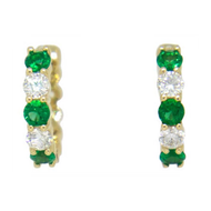 Martin Flyer Diamond & Emerald Huggie Earrings