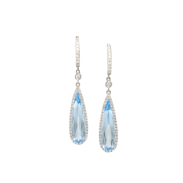 Royal Collection Diamond & Sky Blue Topaz Drop Earrings