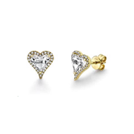 Royal Collection White Topaz & Diamond Halo Heart Shaped Studs