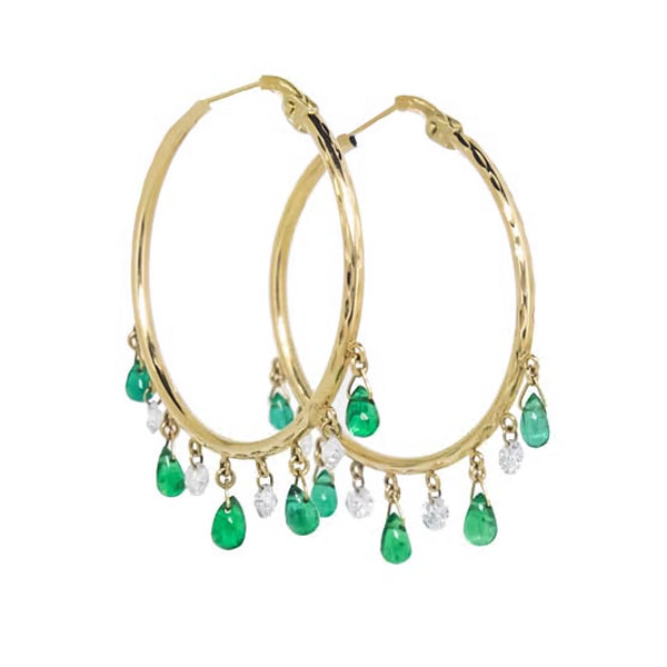 Royal Collection Diamond & Emerald Hoops