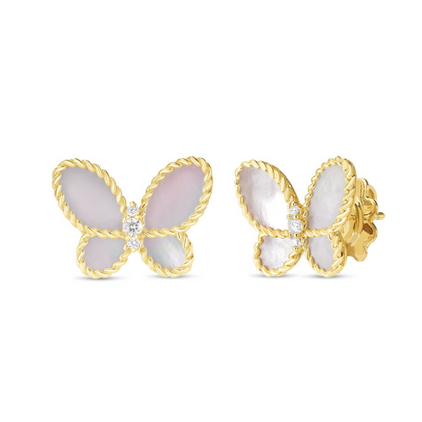 Roberto Coin Diamond & Pearl Butterfly Studs