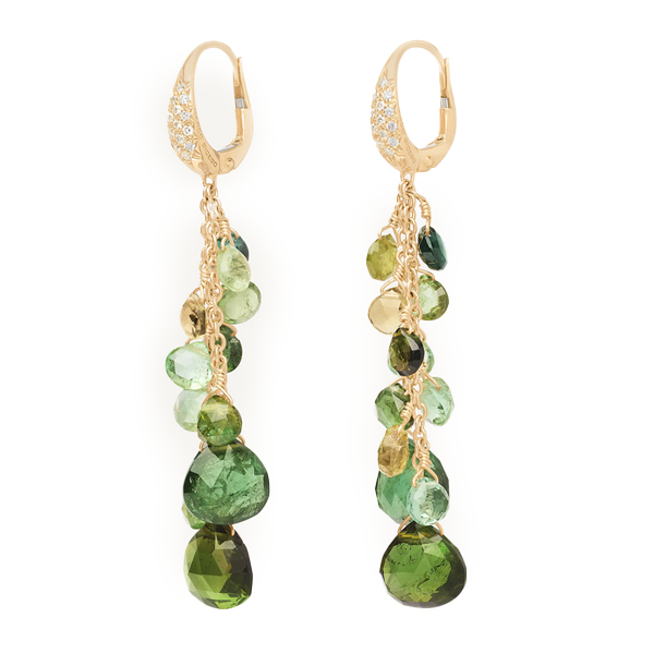 Marco Bicego Multi-Strand Green Tourmaline & Diamond Accent Earrings