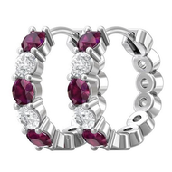 Martin Flyer Alternating Ruby & Diamond Hoop Earrings