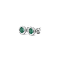 Martin Flyer Emerald & Diamond Halo Stud Earrings