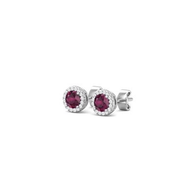 Martin Flyer Ruby & Diamond Halo Stud Earrings