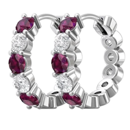 Martin Flyer Alternating Diamond & Ruby Huggy Earrings