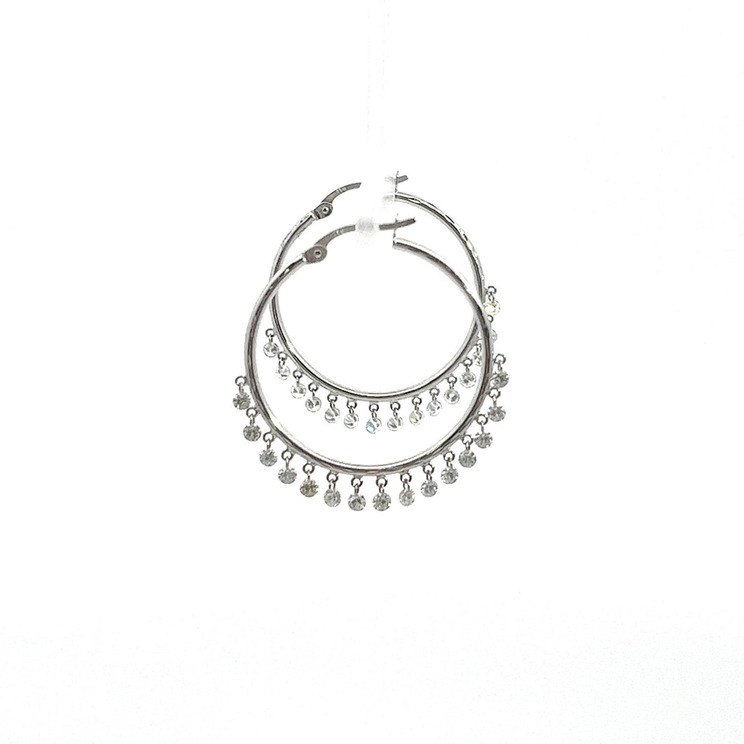 Royal Collection 18K White Gold Diamond Floating Earrings