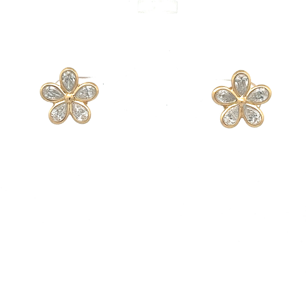Royal Collection 18K Yellow Gold Diamond Pear Shape Earrings