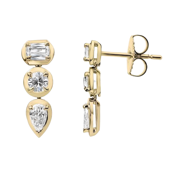 Christopher Designs Triple Drop Diamond Earrings