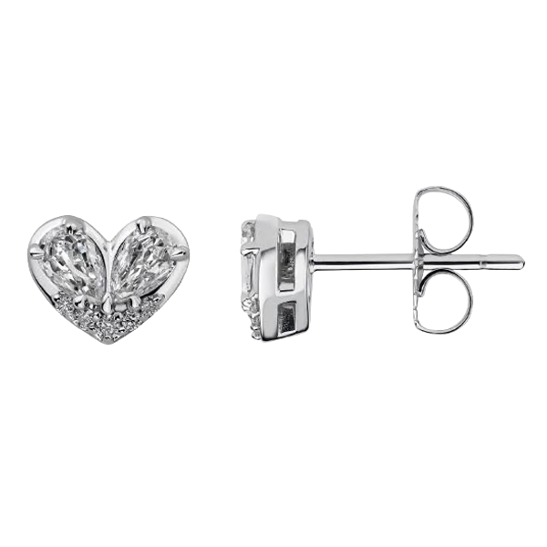 Christopher Designs Diamond Heart Shaped Studs