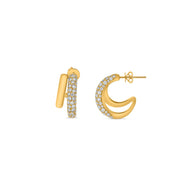 Royal Collection 14K Yellow Gold Pavé Double Hoop Earrings