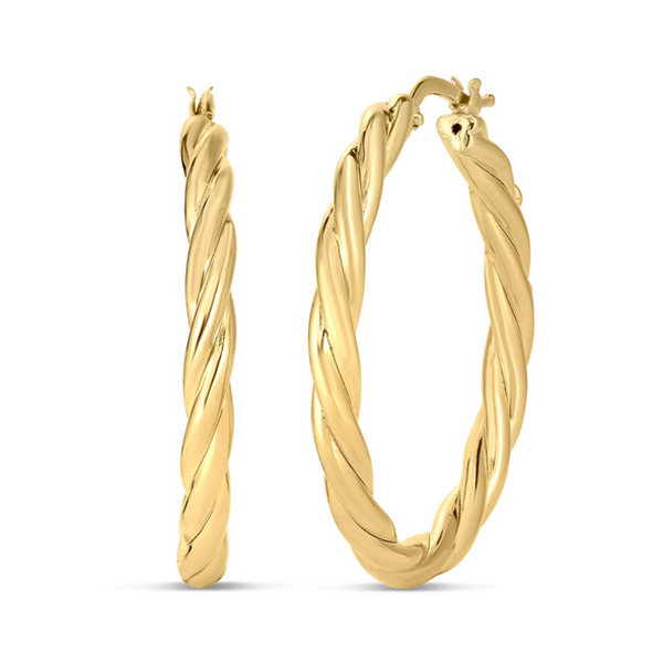 Roberto Coin Designer Twisted Medium Hoop Earrings