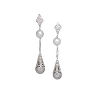 Doris Panos 18K Diamond Tahitian Pearl Drop Earrings