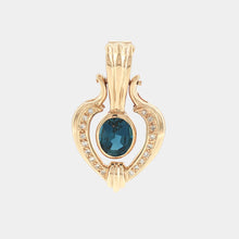 Load image into Gallery viewer, Royal Estate 14K Yellow Gold 3.60 CT Blue Topaz &amp; 0.30 CT Diamond Enhancer Pendant
