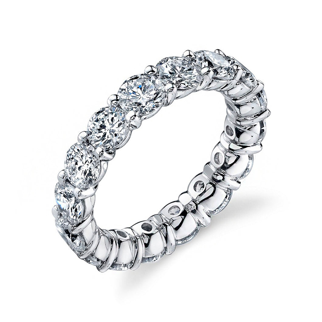 Royal Collection 18K White Gold Eternity Band Round Diamonds Ring