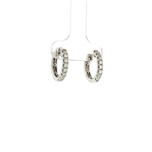Load image into Gallery viewer, Royal Collection 14K White Gold Oval Diamond Huggie Earrings
