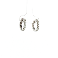 Royal Collection 14K White Gold Oval Diamond Huggie Earrings