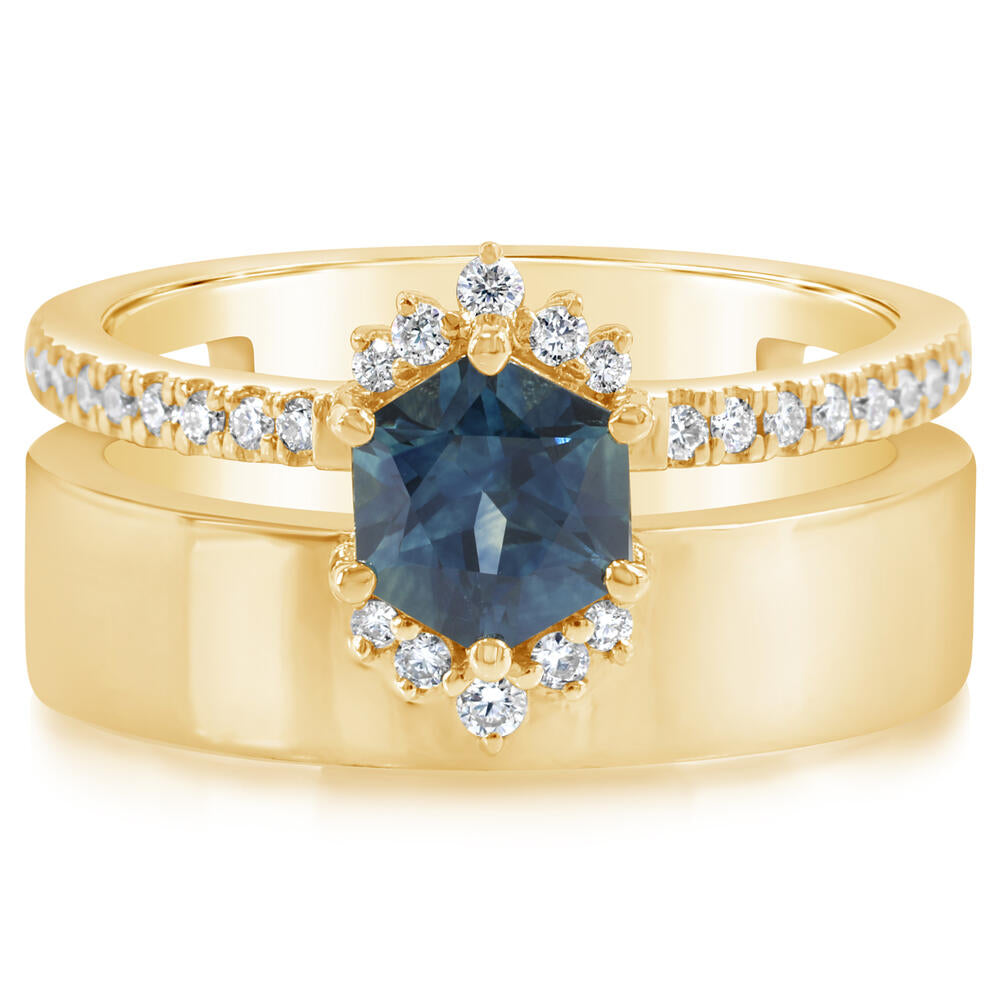 Royal Collection Montana Sapphire & Diamond Cigar Band Ring in 18K Yellow Gold