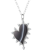 Load image into Gallery viewer, Monica Rich Kosann Large "Love" Heart Necklace with Black Agate and Sapphires
