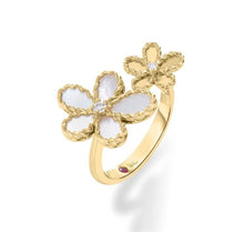 Load image into Gallery viewer, ROBERTO COIN 18K YELLOW GOLD JASMINE DIAMOND &amp; MOTHER OF PEARL FLOWER RING
