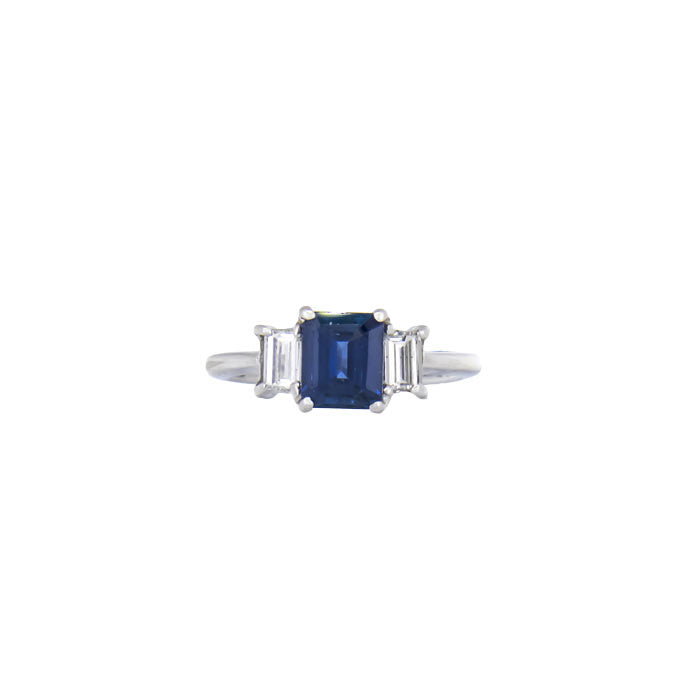 Royal Estate 18K White Gold Sapphire & Diamond Three-Stone Ring