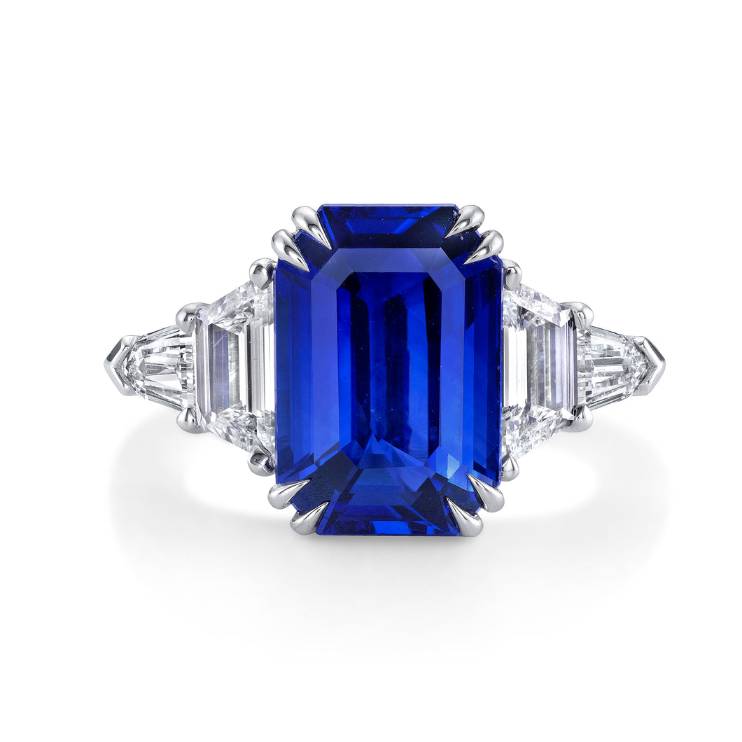 Royal Collection Platinum Emerald-Cut Sapphire & Diamond Majesty – 6.13ct Sapphire JSM1073_211261
