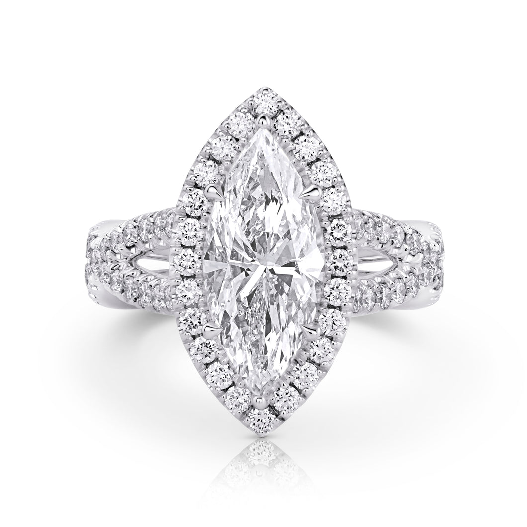 Royal Collection Platinum Marquise Elegance – 4.10CTTW, 3.01ct G/SI1 Diamond JSM251_208492