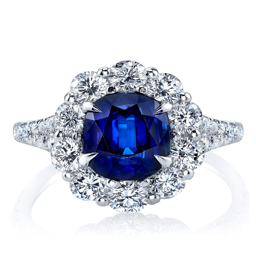 Royal Collection Platinum Sapphire & Diamond Harmony – 2.53ct Sapphire, 1.80ct Cushion Diamond JSM676_147744