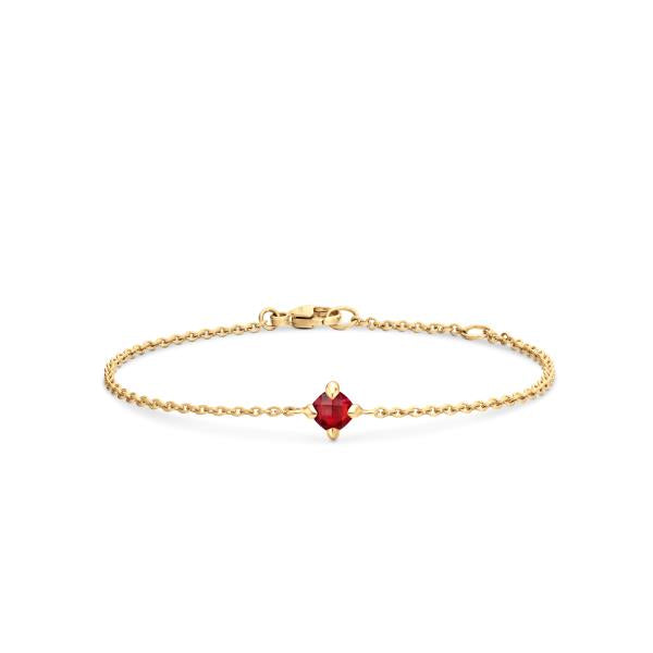 Chatelaine Kids Bracelet in 18K Yellow Gold with Garnet, 4mm