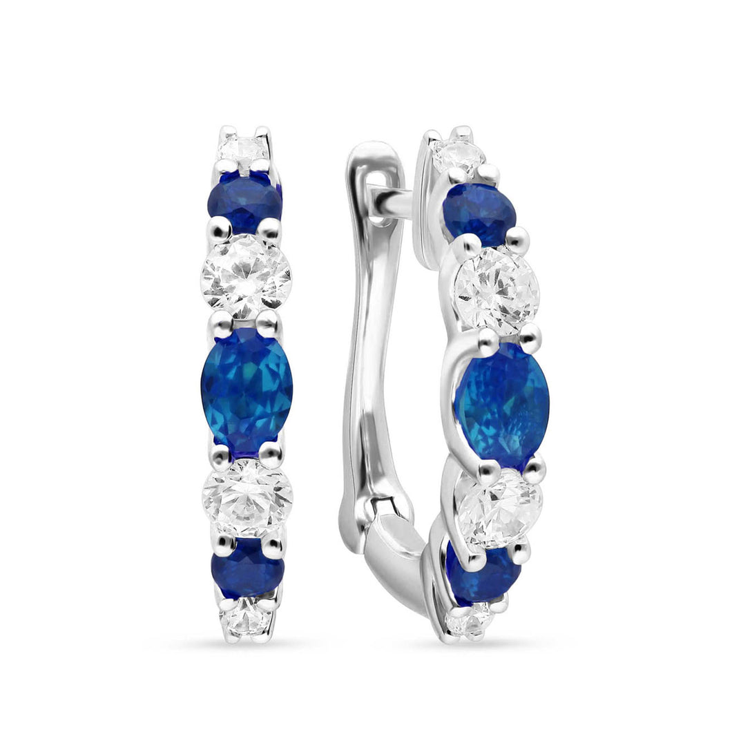 Martin Flyer 14K White Gold Sapphire Blue Earrings