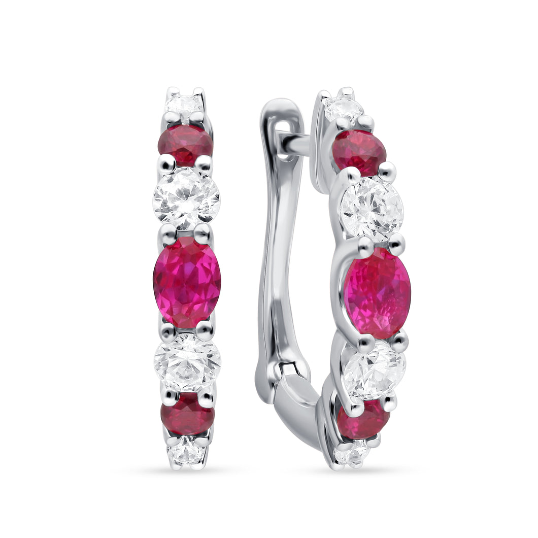 Martin Flyer 14K White Gold Ruby Earrings