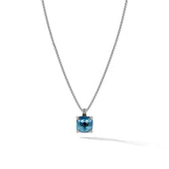 Chatelaine Pendant Necklace in Sterling Silver with Hampton Blue Topaz and Pave Diamonds