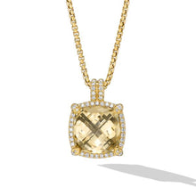 Load image into Gallery viewer, Chatelaine Pave Bezel Pendant Necklace in 18K Yellow Gold with Champagne Citrine and Diamonds, 14mm
