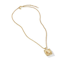 Load image into Gallery viewer, Chatelaine Pave Bezel Pendant Necklace in 18K Yellow Gold with Champagne Citrine and Diamonds, 14mm
