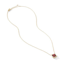 Load image into Gallery viewer, Petite Chatelaine Pave Bezel Pendant Necklace in 18K Yellow Gold with Garnet and Diamonds, 7mm
