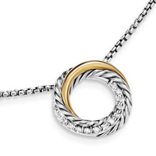 Load image into Gallery viewer, Crossover Pendant Necklace in Sterling Silver with 18K Yellow Gold and Diamonds, 14.5mm
