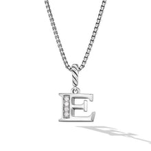 Load image into Gallery viewer, Pave Initial Pendant Necklace in Sterling Silver with Diamond E
