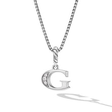 Load image into Gallery viewer, Pav Initial Pendant Necklace in Sterling Silver with Diamond G
