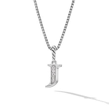 Load image into Gallery viewer, Pave Initial Pendant Necklace in Sterling Silver with Diamond J
