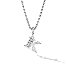 Load image into Gallery viewer, Pave Initial Pendant Necklace in Sterling Silver with Diamond K
