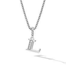 Load image into Gallery viewer, Pave Initial Pendant Necklace in Sterling Silver with Diamond L
