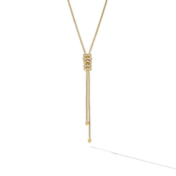 Zig Zag Stax Y Necklace in 18K Yellow Gold with Diamonds