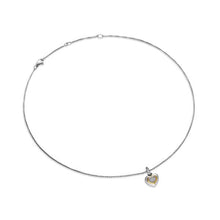 Load image into Gallery viewer, Petite Cable Heart Pendant Necklace in Sterling Silver with 14K Yellow Gold and Diamonds, 17.1mm
