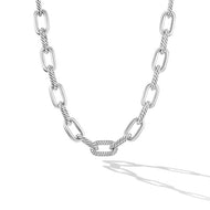 DY Madison Chain Necklace in Sterling Silver with Diamonds, 11mm